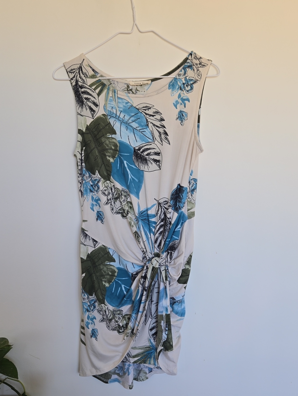 Love in Blue & Green Knot-Front Midi Dress Tropical